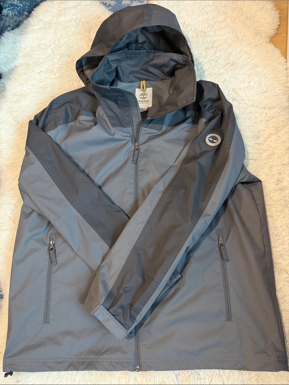 New - Timberland Mens Water-Resistant Hooded Jacket - Gray/Charcoal XXL
